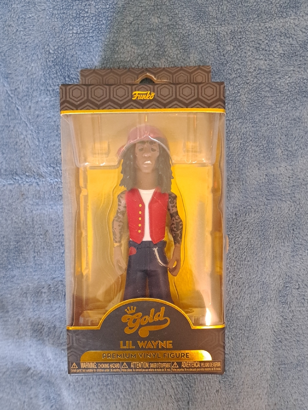 Funko Gold Lil Wayne Figure with Red Vest and Pink Hat